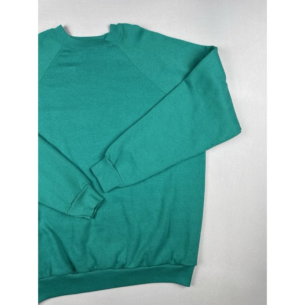 Vintage 80s Tultex Blank Raglan Crewneck Sweatshirt USA Made Green XL